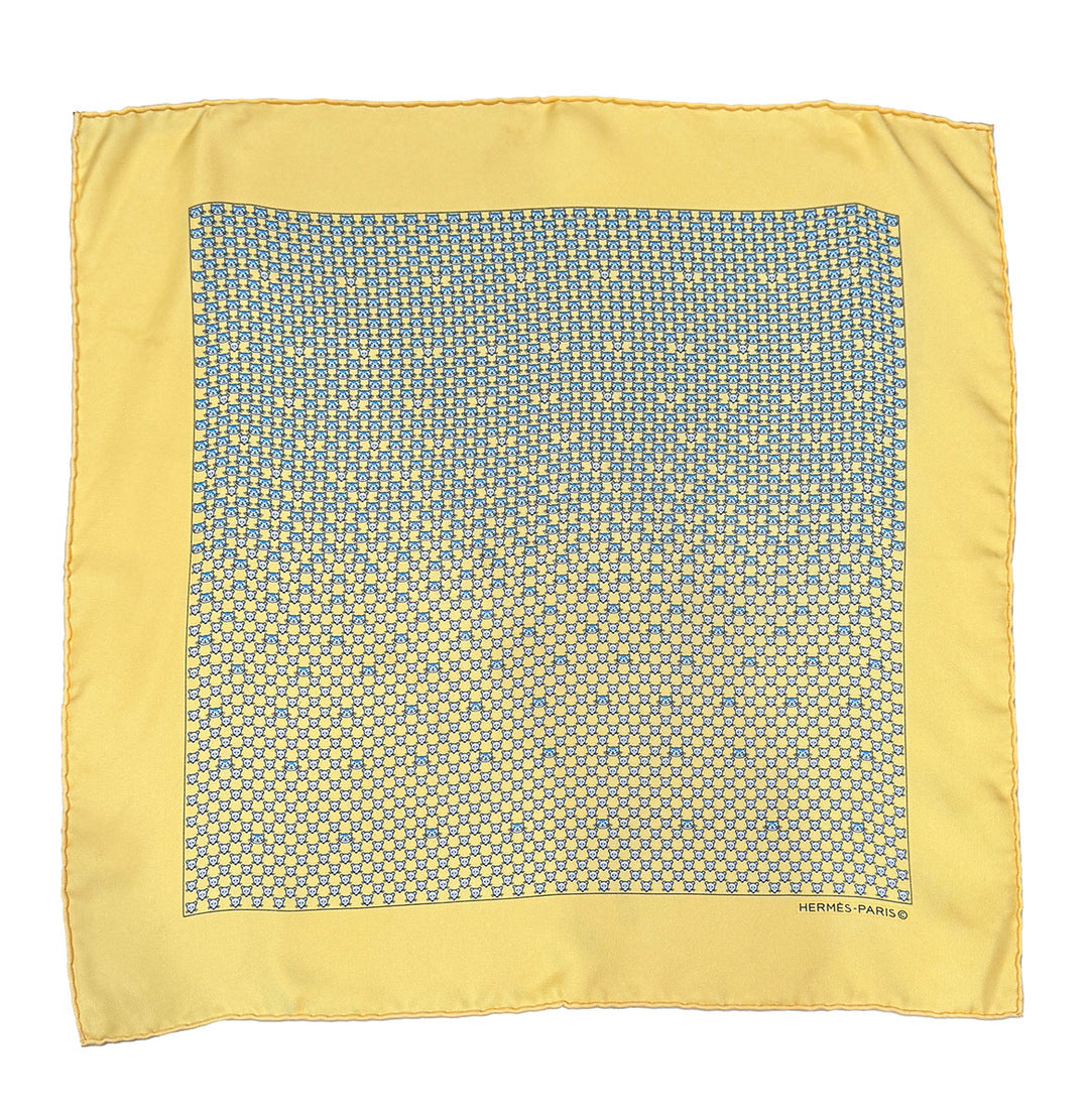 Hermes Cat and Mouse Silk Pocket Square