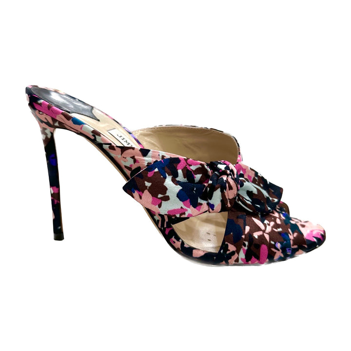 Jimmy Choo Size 38.5 Keely 100 Pink Floral Satin Heels
