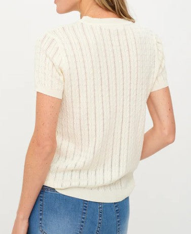 Six Fifty Ivory Natasha Cable Light Weight Sweater