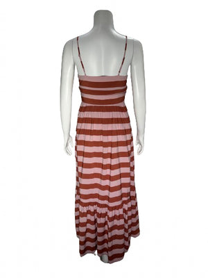 ALC Rust/Pink Striped Spaghetti Strap Maxi Dress - Size 4