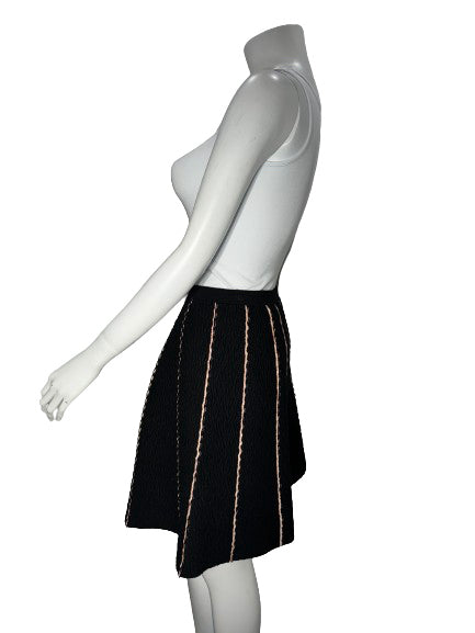 Sandro Black/Light Pink Striped Textured Knit Skirt (NWT) -  Size 3