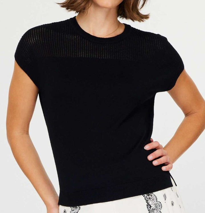 Current Air Black Short Sleeve Knit Top