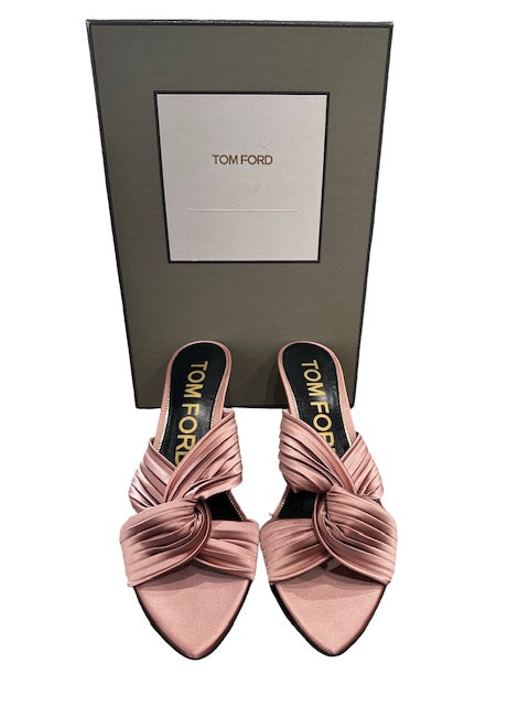 TOM FORD 75mm Knot Detail Pleated Heel Sandals - Brand New