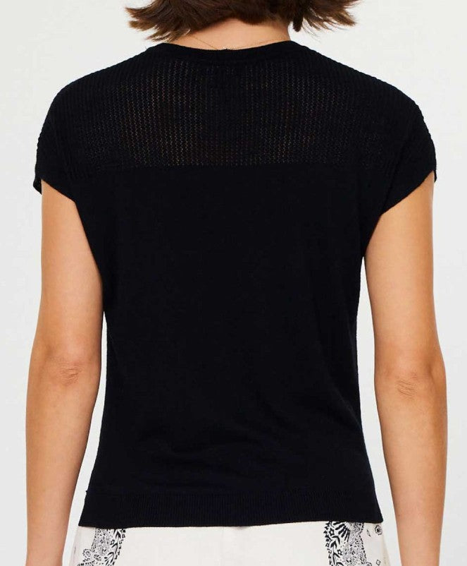Current Air Black Short Sleeve Knit Top
