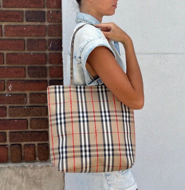 Burberry Haymarket Canvas Tote