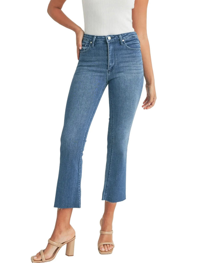 JBD Cropped Kick Flare Jeans - Medium Denim
