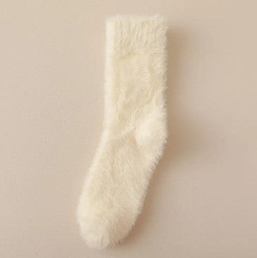 Fuzzy Cream Socks