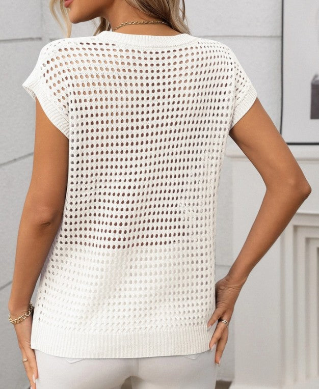 Ivory Crochet Cap Sleeve Knit