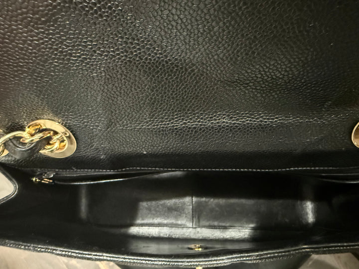 Chanel Caviar Leather Classic Flap Handbag - 24k Gold Hardware - Large