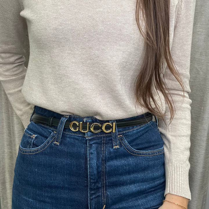 Gucci Logo Thin Belt 15mm - Size 85-34