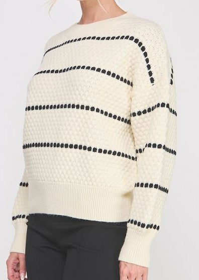 Allie Rose Striped Textured Sweater