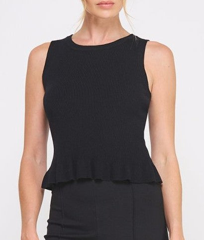 Allie Rose Black Sleeveless Peplum Knit