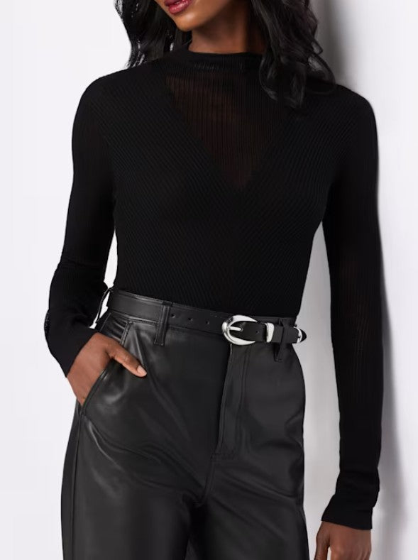 Lucy Paris Black Mock Neck Long Sleeve Knit