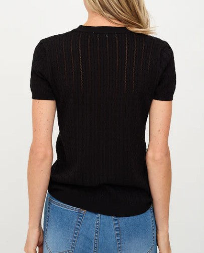 Six Fifty Black Natasha Cable Light Weight Sweater Top