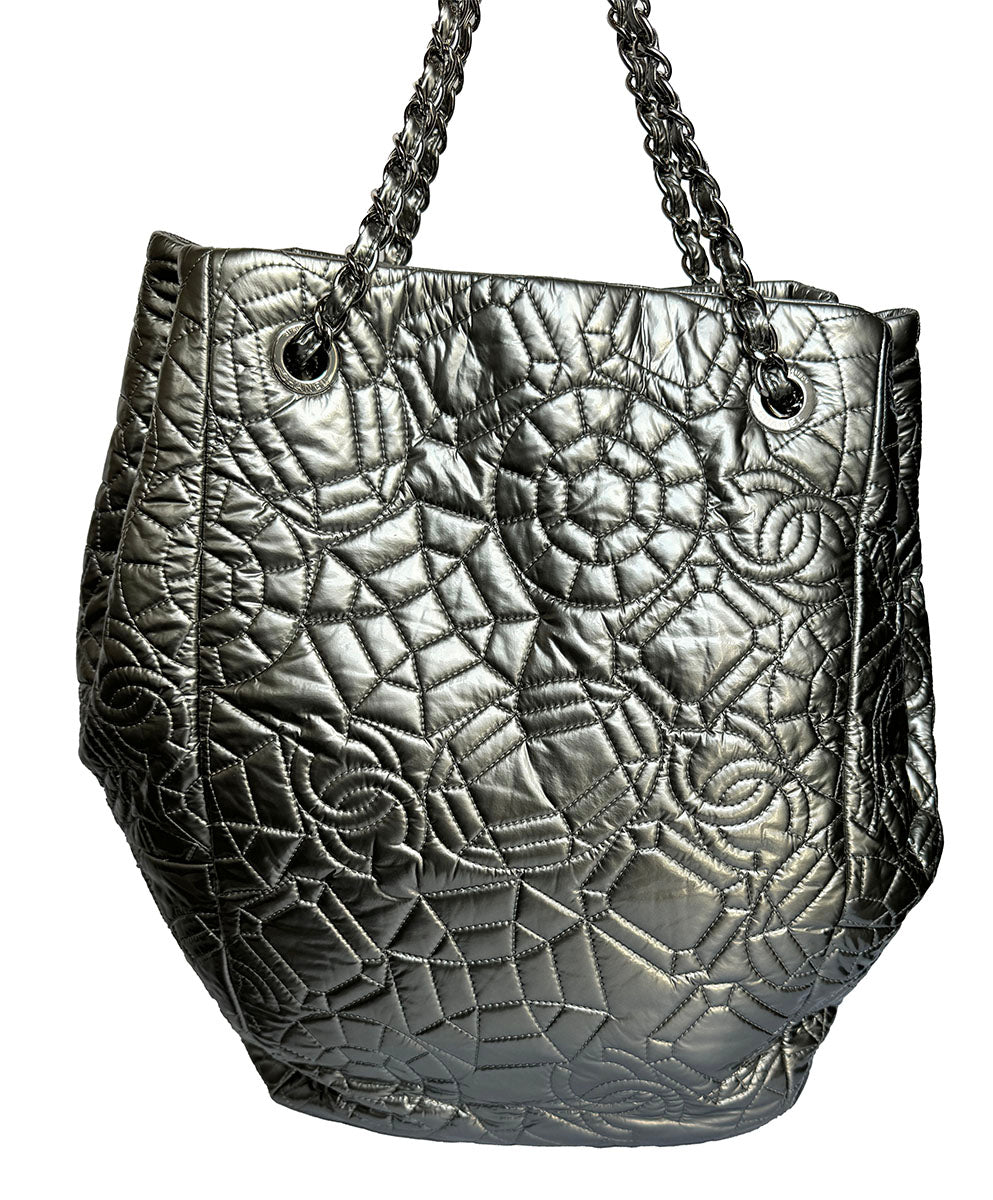 Chanel Silver Graphic Edge Tote