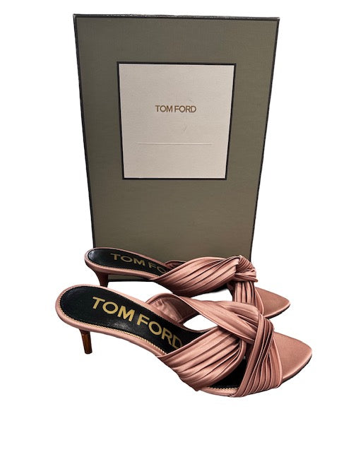 TOM FORD 75mm Knot Detail Pleated Heel Sandals - Brand New