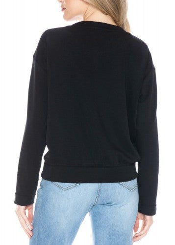 Ariella Long Sleeve Crewneck Knit - Black