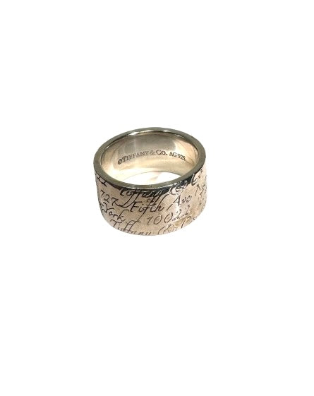 Tiffany & Co. Sterling Silver 925 Notes Ring 10mm - Size 6