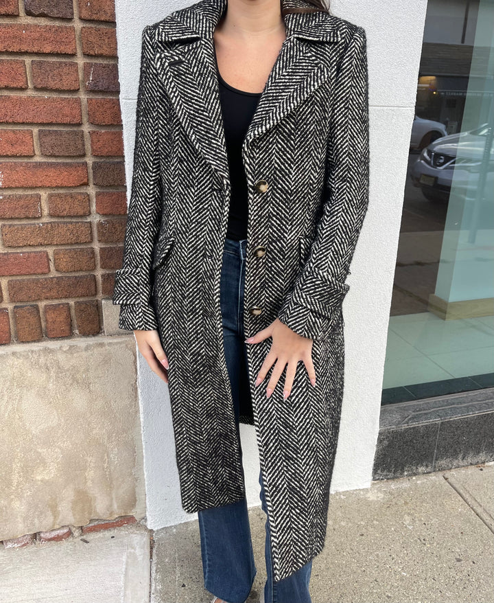Veronica Beard Herringbone Tweed Coat - Size 4