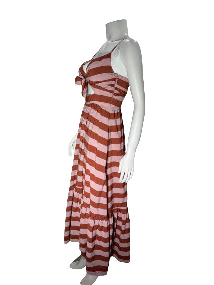 ALC Rust/Pink Striped Spaghetti Strap Maxi Dress - Size 4