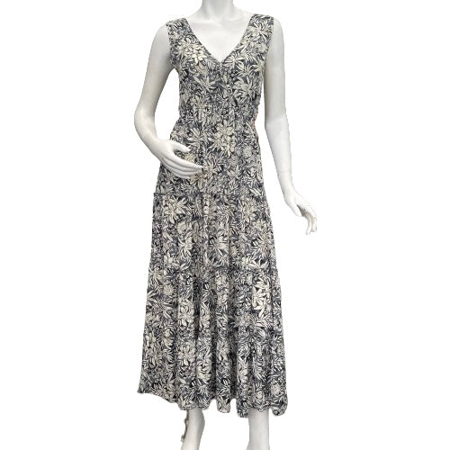 Paani Grey/Ivory V-Neck Sleeveless Maxi Dress