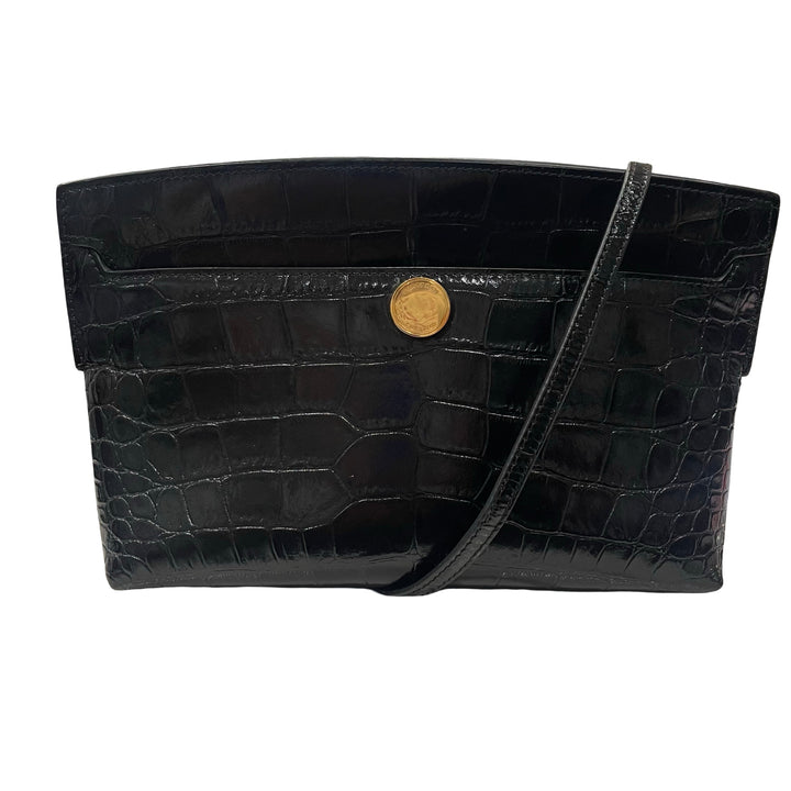 Vintage Burberry Croc-Embossed Crossbody
