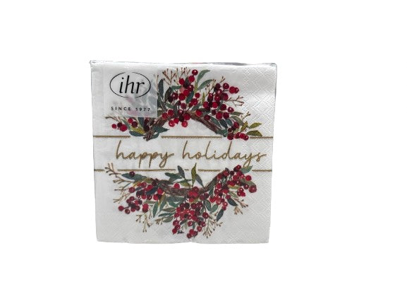 Happy Holidays Paper Cocktail Napkins Pack of 20