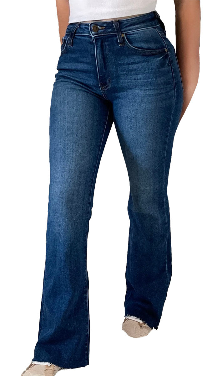Just Black Denim HR Scissor Cut Flare - Dark Denim