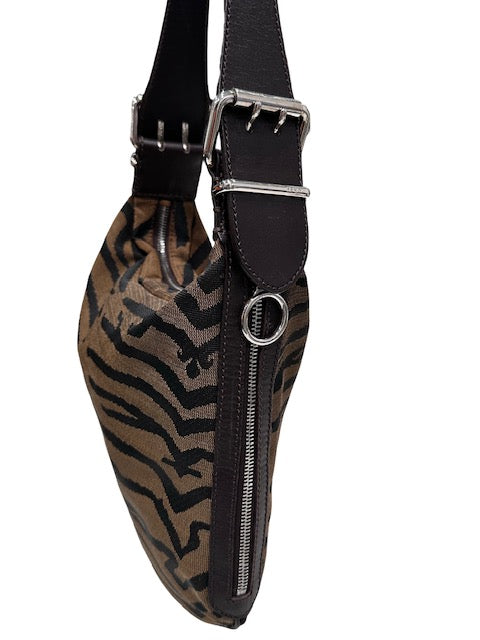 Fendi Zebra Oyster Shoulder Handbag