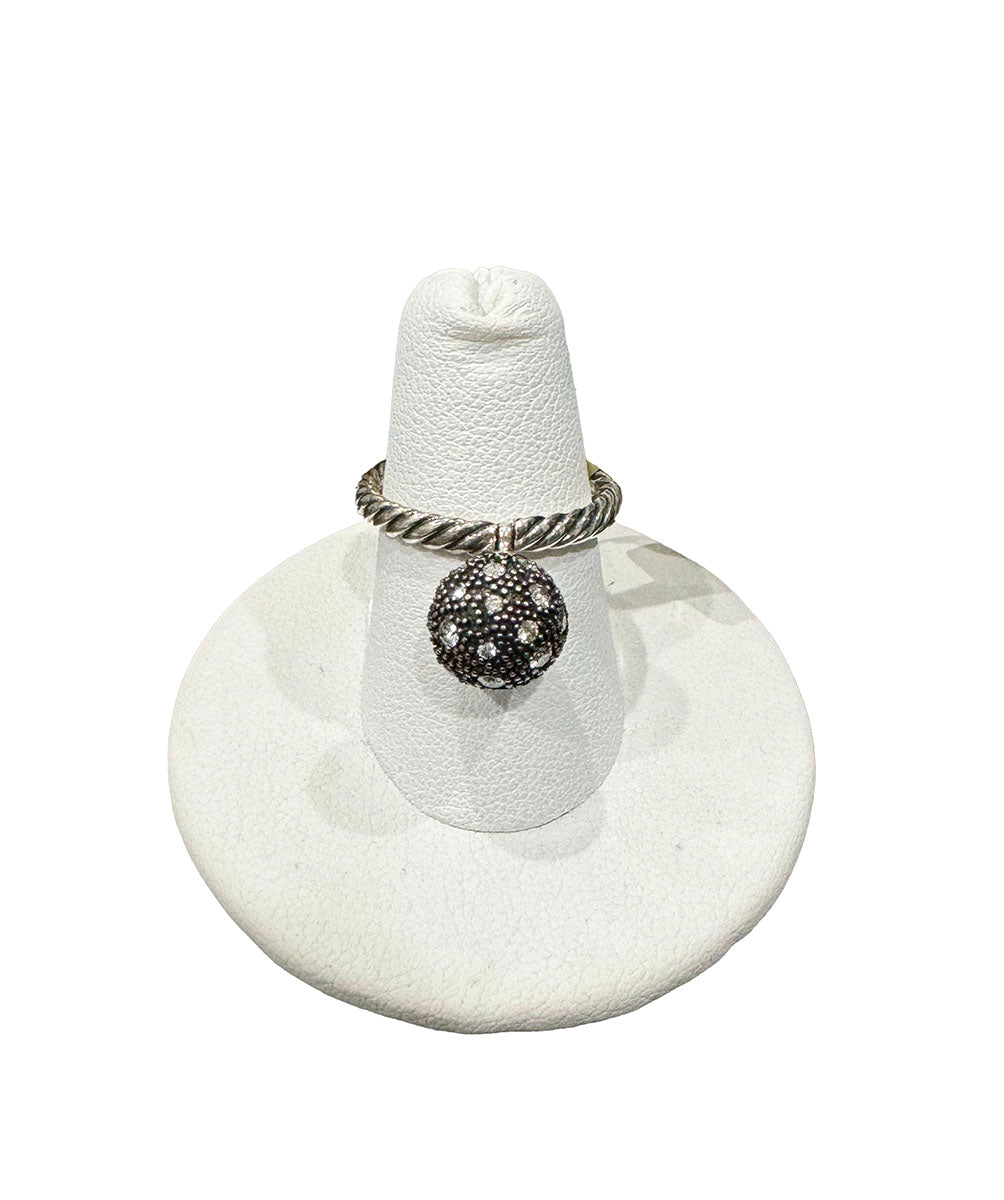 David Yurman 10mm Pave Ball Stackable Ring - Size 6(NWT)