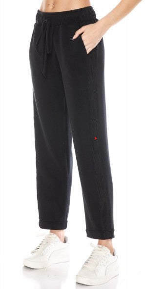 Ariella Straight Leg Pant with Side Contrast - Black