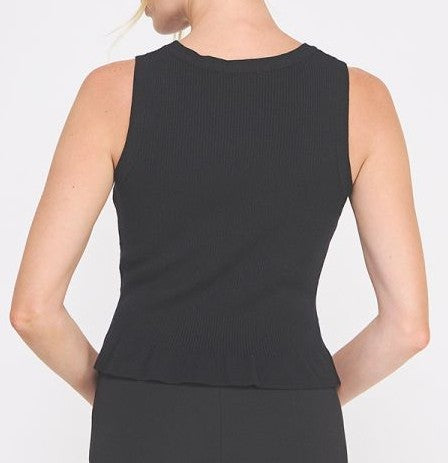 Allie Rose Black Sleeveless Peplum Knit