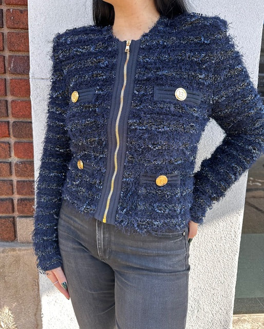 Balmain Tweed Zip Jacket - Size 42