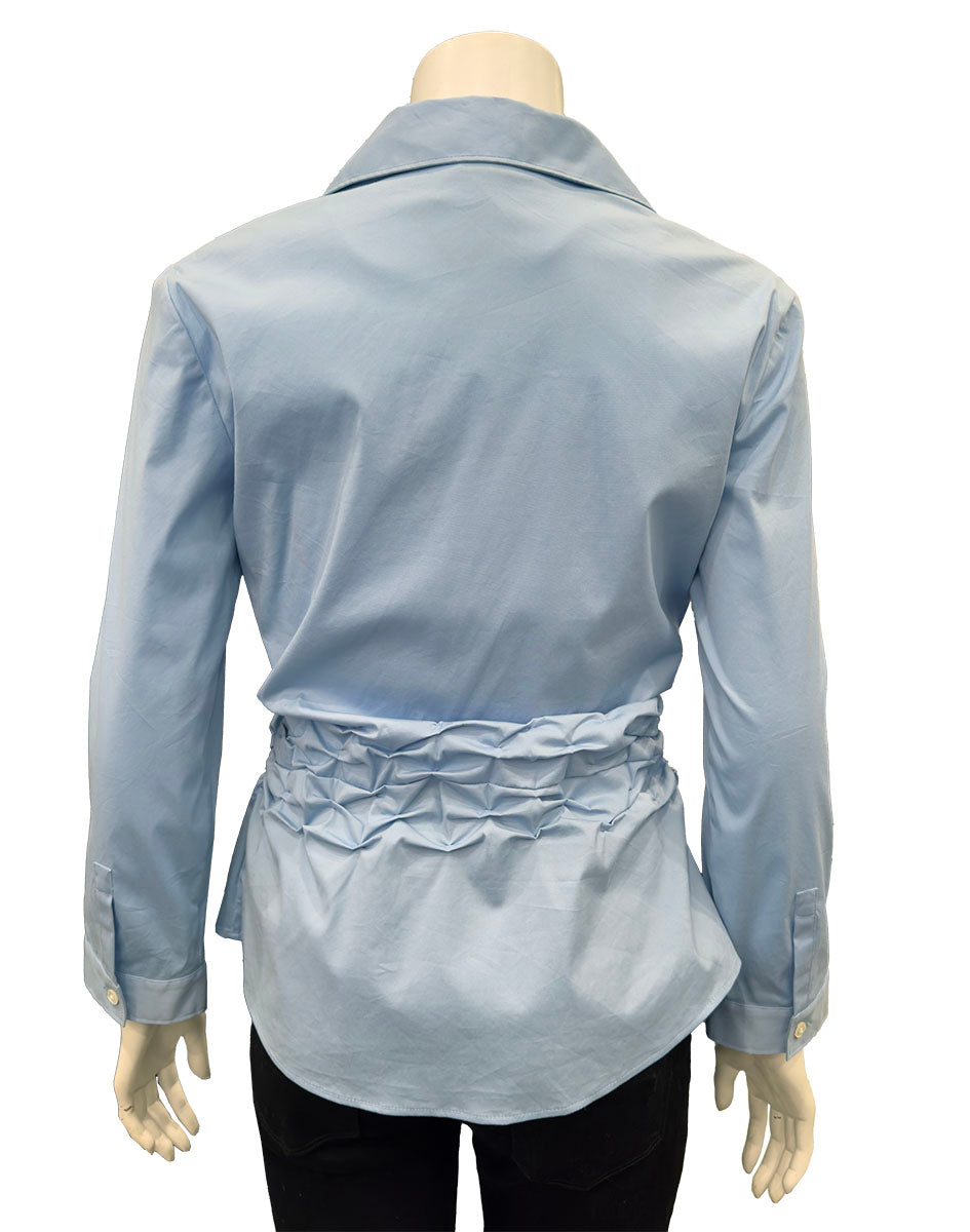 Theory Ruched Button Down Long Sleeve Blouse - MEDIUM