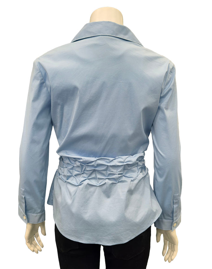 Theory Ruched Button Down Long Sleeve Blouse - MEDIUM