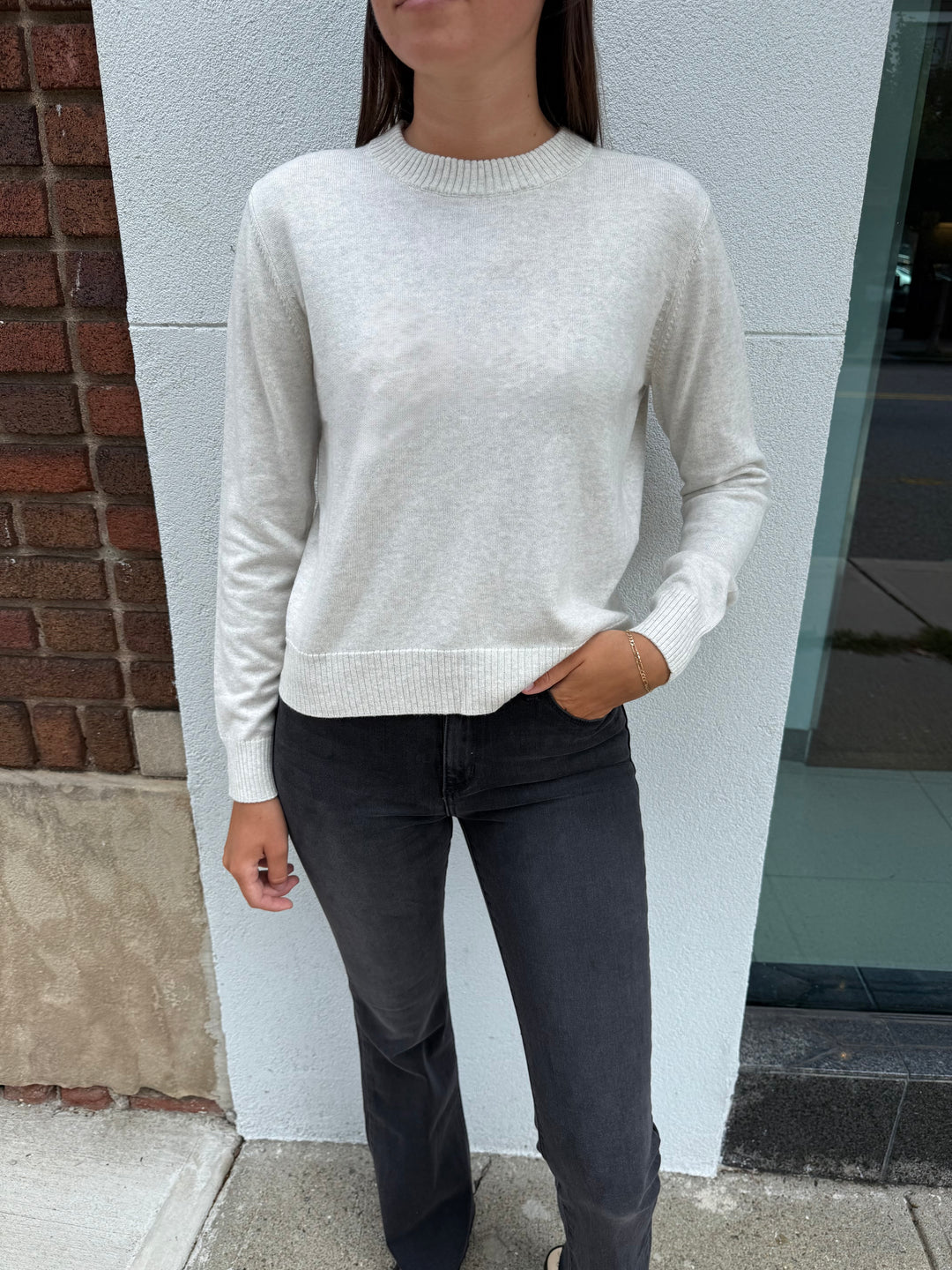 Alashan Cotton Cashmere Stacy Shrunken Crew Neck - Mineral