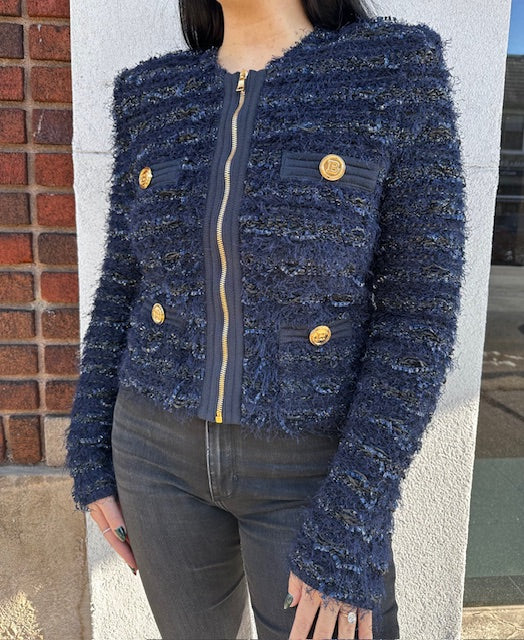 Balmain Tweed Zip Jacket - Size 42