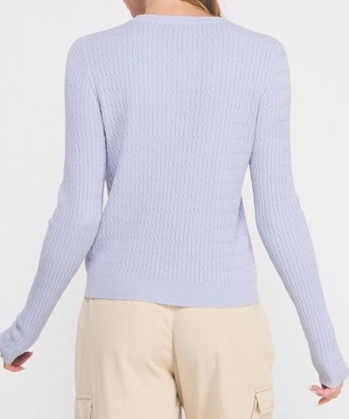 Allie Rose Tight Cable Knit Sweater - Bluebell