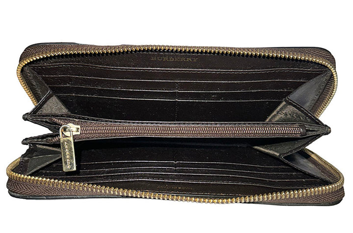Burberry Haymarket Zip Around Wallet