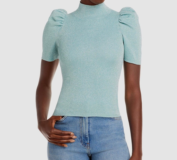 Alice + Olivia Issa Puff Sleeve Turtleneck - Small - Medium