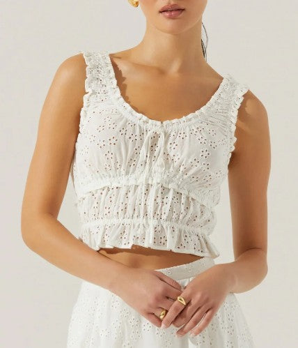 ASTR White Smocked Sleeveless Blouse