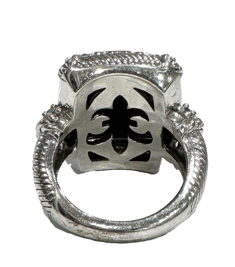 Judith Ripka Sterling Silver and Onyx Ring - Size 6