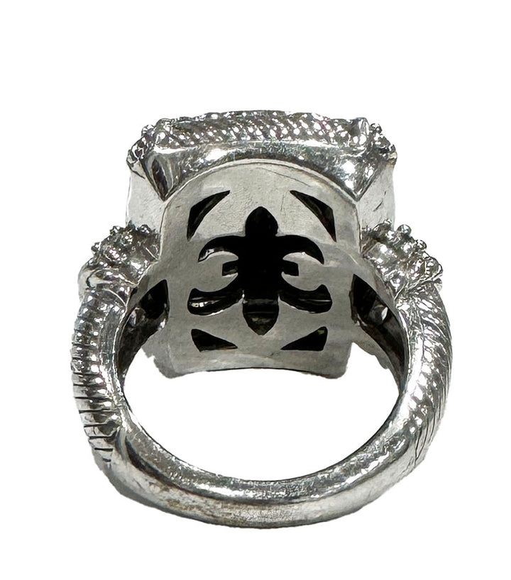 Judith Ripka Sterling Silver and Onyx Ring - Size 6