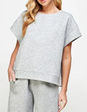 See and Be Seen Grey Textured Short Sleeve Sweatshirt
