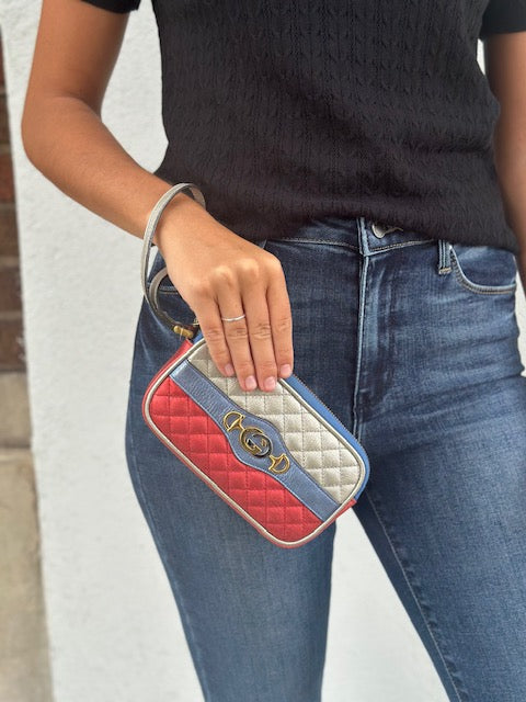 Gucci Metallic Trapuntata Zip Wristlet