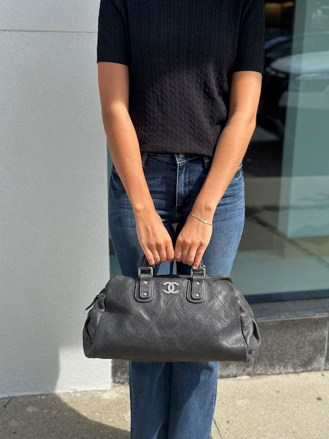 Chanel Outdoor Ligne Hobo Bowler Handbag - Charcoal