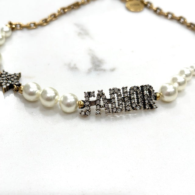Christian Dior Pearl Crystal J'Adior Choker Necklace