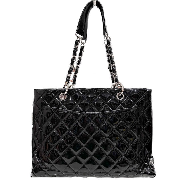 Chanel Patent Leather Quilted Grand Shopping Tote